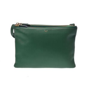 Celine Trio Leather Shoulder Bag Green